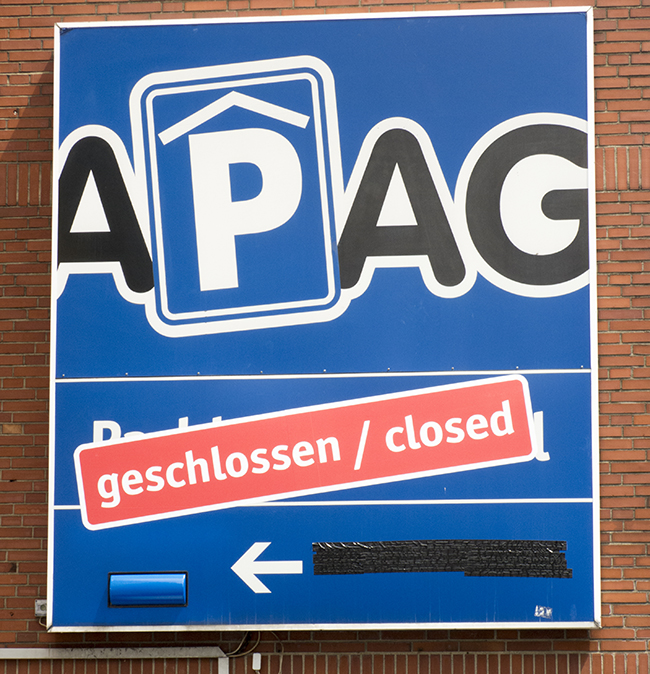 APG Parkhaus geschlossen